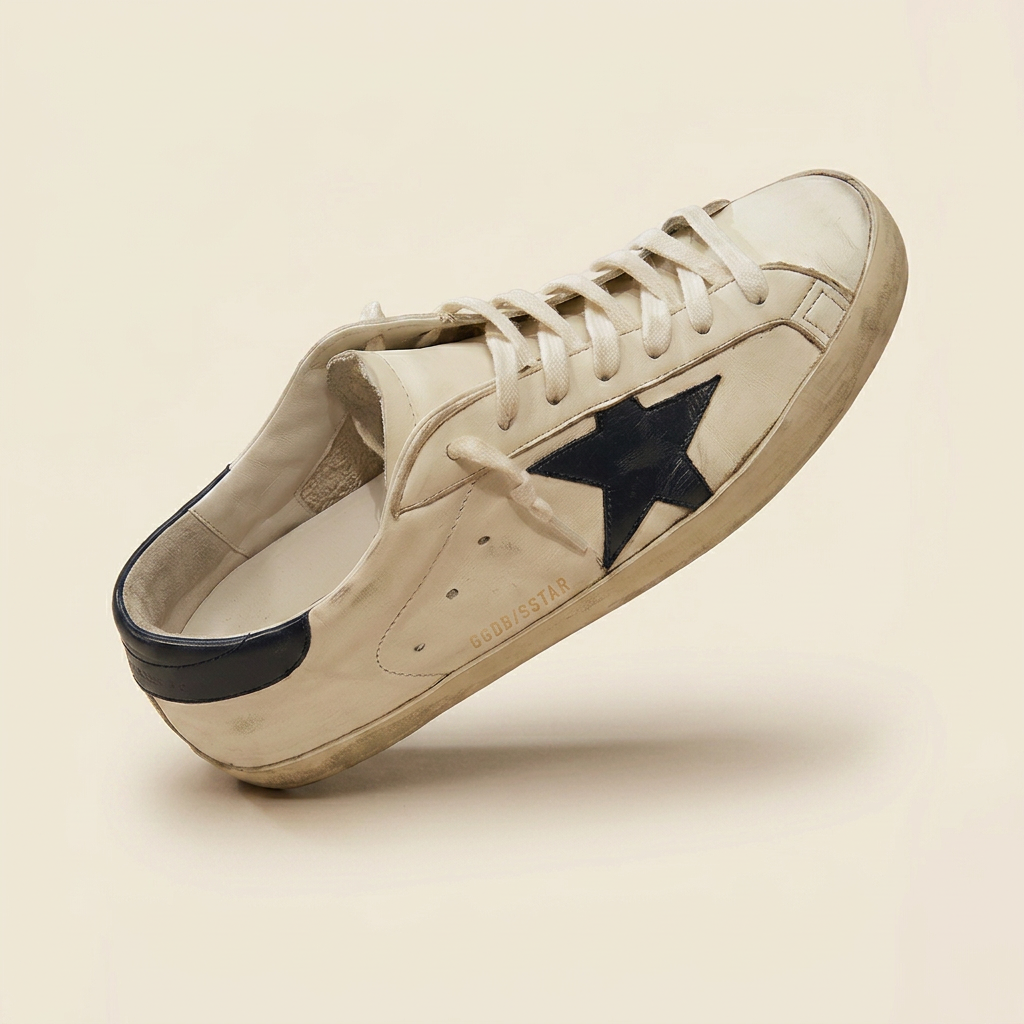 Golden Goose Super-Star met marineblauwe ster, gecontroleerd door Zorello